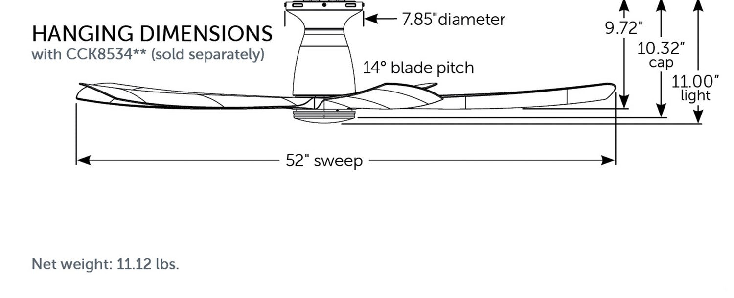 Fanimation - FPD5534BL - 52 Inches Ceiling Fan - Kute5 52 - Black
