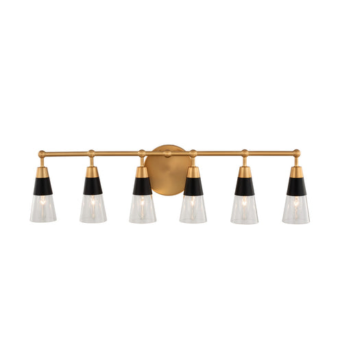 Ponti Six Light Bath Matte Black w New Brass