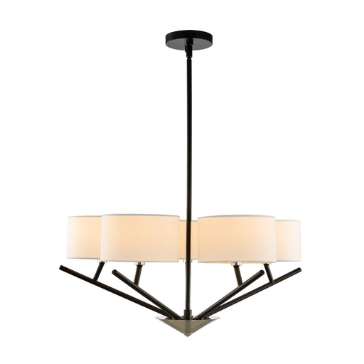 Tahoe Five Light Chandelier Matte Black w Polished Nickel