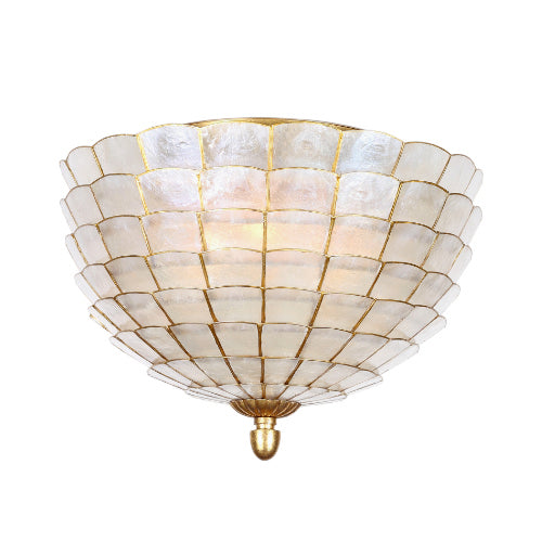 Samal Three Light Flush Mount Oxidized Gold Leaf