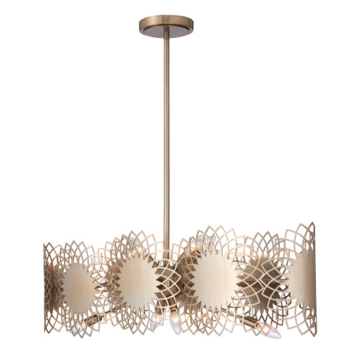 Helia Eight Light Island Pendant Brushed Champagne Gold