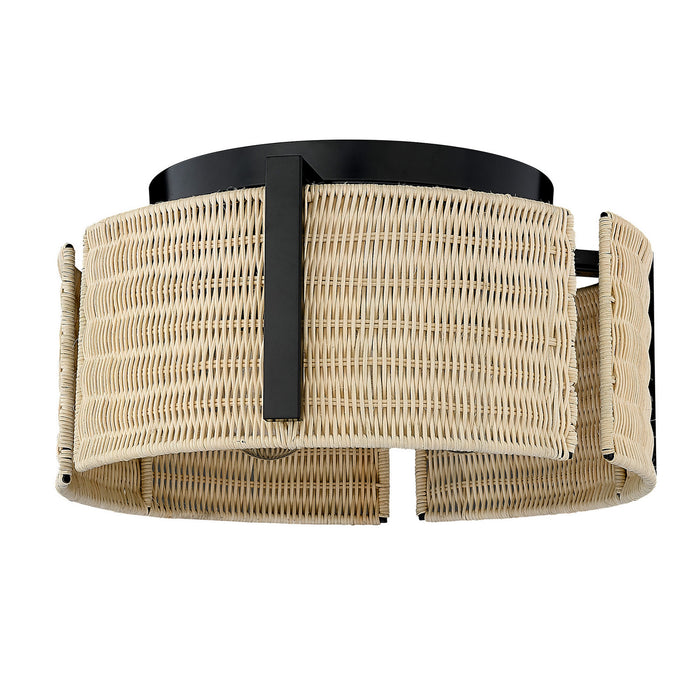 Golden - 7860-FM BLK-NW - Three Light Flush Mount - Grove - Matte Black