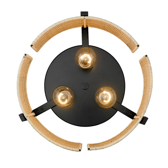 Golden - 7860-FM BLK-NW - Three Light Flush Mount - Grove - Matte Black