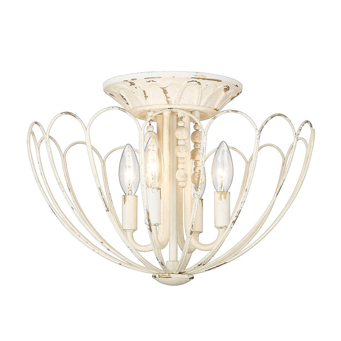 Golden - 7862-SF VPW - Four Light Semi-Flush Mount - Marguerite - Vintage Parisian White