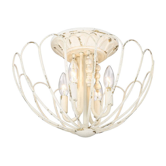 Golden - 7862-SF VPW - Four Light Semi-Flush Mount - Marguerite - Vintage Parisian White