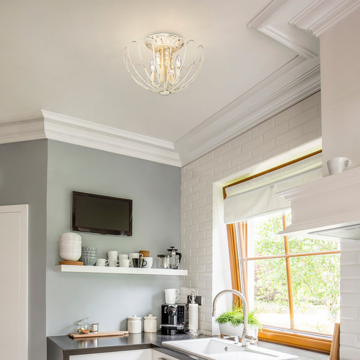 Golden - 7862-SF VPW - Four Light Semi-Flush Mount - Marguerite - Vintage Parisian White