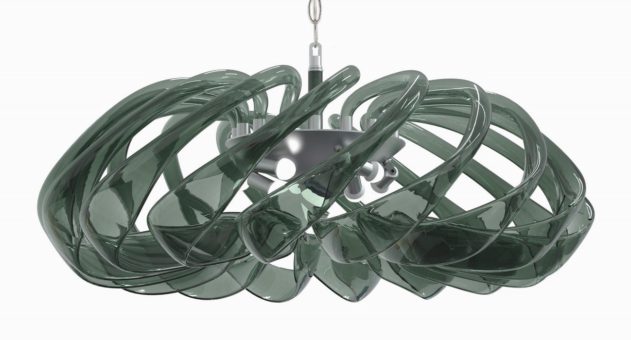 Metropolitan - N9449 - Eight Light Pendant - Donatella - Smoke Green Glass