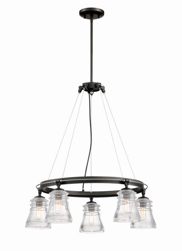 Graham Avenue Five Light Chandelier Smoked Iron And Brushed Nickel