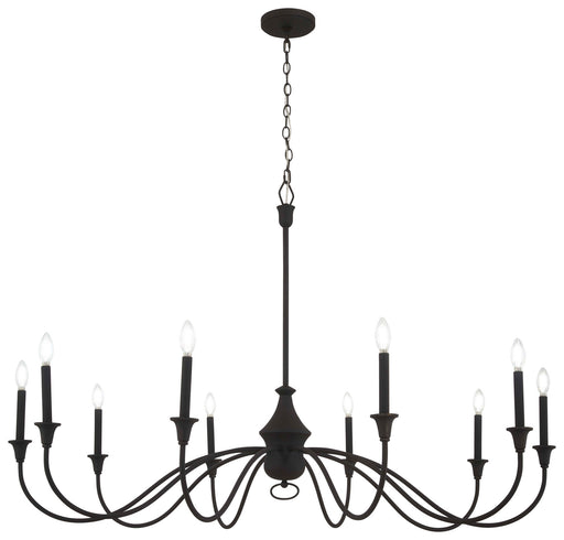 Halifax County Ten Light Chandelier Textured Black