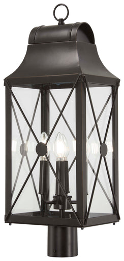 De Luz Four Light Outdoor Post Mount Oil Rubbed Bronze w/Gold Highlights