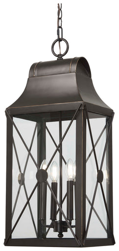 De Luz Four Light Outdoor Chain Hung Oil Rubbed Bronze w/Gold Highlights