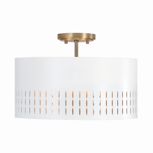 Dash Three Light Dual Mount Semi Flush/Pendant Aged Brass and White