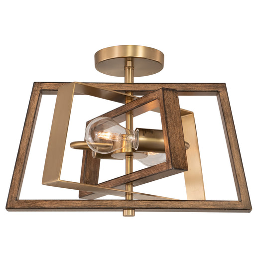 Vaxcel - C0251 - Two Light Semi-Flush Mount - Dunning - Natural Brass and Burnished Chestnut
