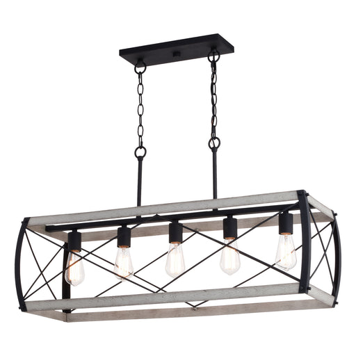 Vaxcel - H0263 - Five Light Linear Chandelier - Montclare - Textured Black and White Ash