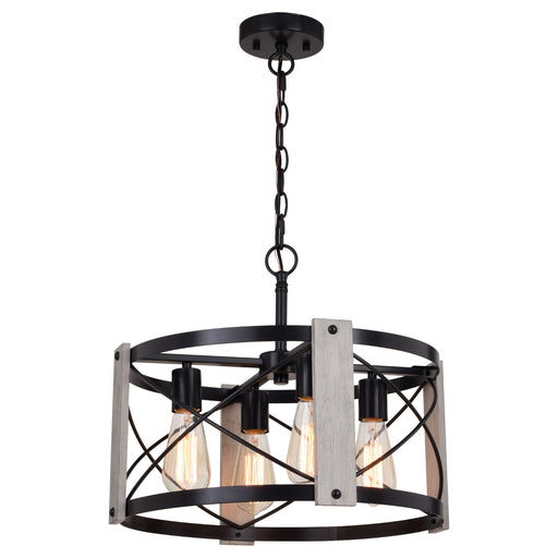 Vaxcel - P0365 - Four Light Pendant - Burien - Black and Washed Ash