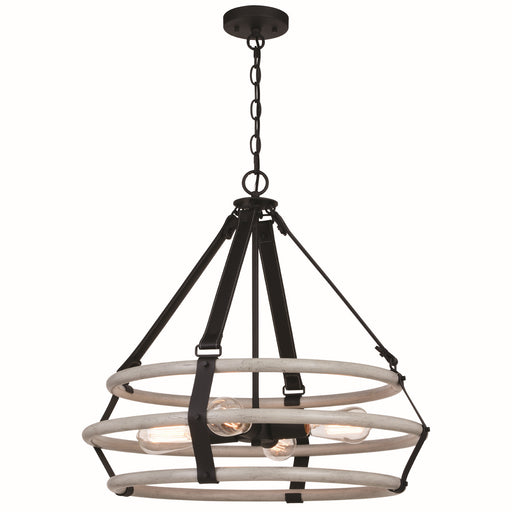 Vaxcel - P0371 - Four Light Pendant - Taylor - Textured Black and Ash Gray