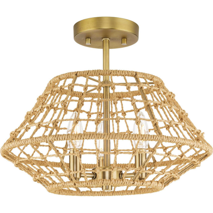 Progress Lighting - P350246-163 - Three Light Flush Mount - Laila - Vintage Brass