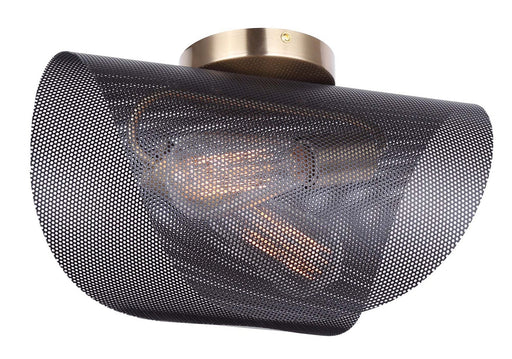 Huxlee Two Light Flush Mount Matte Black And Gold