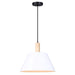 Canarm - IPL1124A01BWW - One Light Pendant - Harlyn - Matte Black, Matte White, And Real Wood