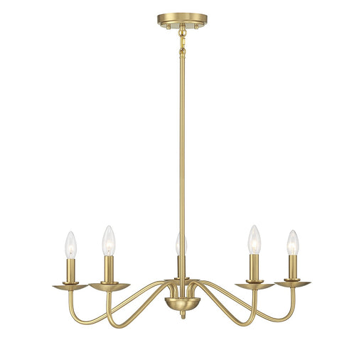 Five Light Chandelier Natural Brass