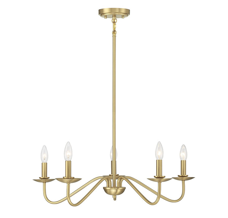 Meridian - M100120NB - Five Light Chandelier - Natural Brass