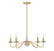 Meridian - M100120NB - Five Light Chandelier - Natural Brass