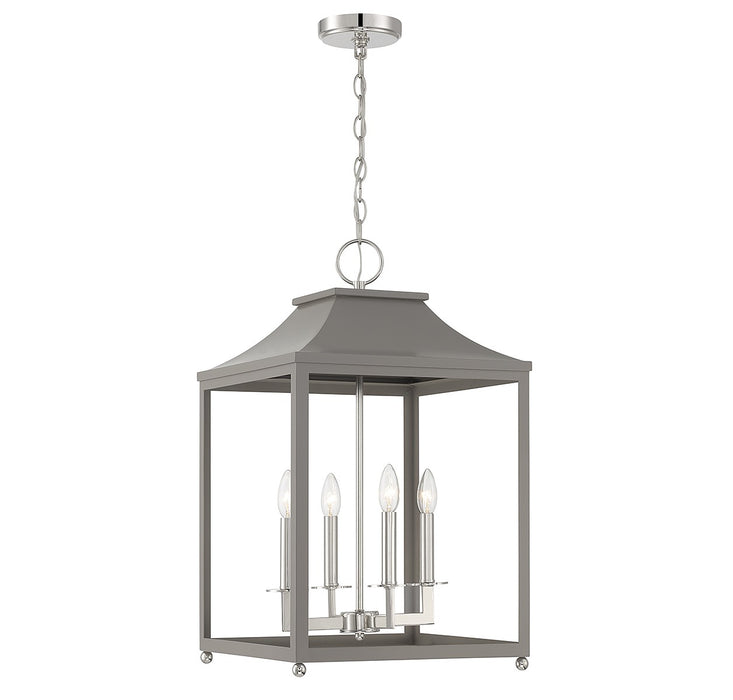 Meridian - M30009GRYPN - Four Light Pendant - Gray with Polished Nickel