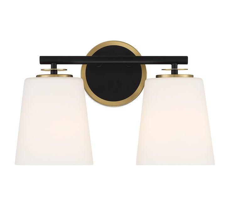 Meridian - M80077MBKNB - Two Light Bathroom Vanity - Matte Black and Natural Brass