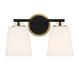Meridian - M80077MBKNB - Two Light Bathroom Vanity - Matte Black and Natural Brass