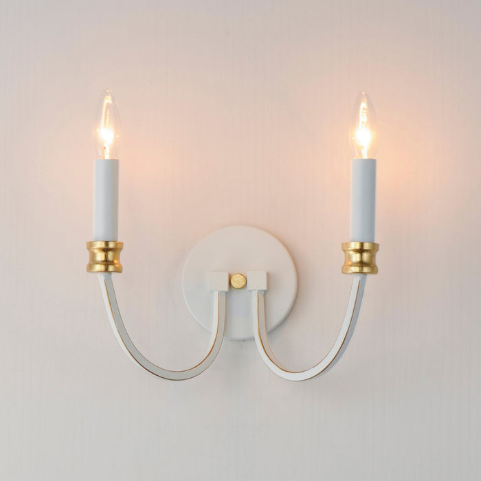 Maxim - 11372WWTGL - Two Light Wall Sconce - Charlton - Weathered White/Gold Leaf
