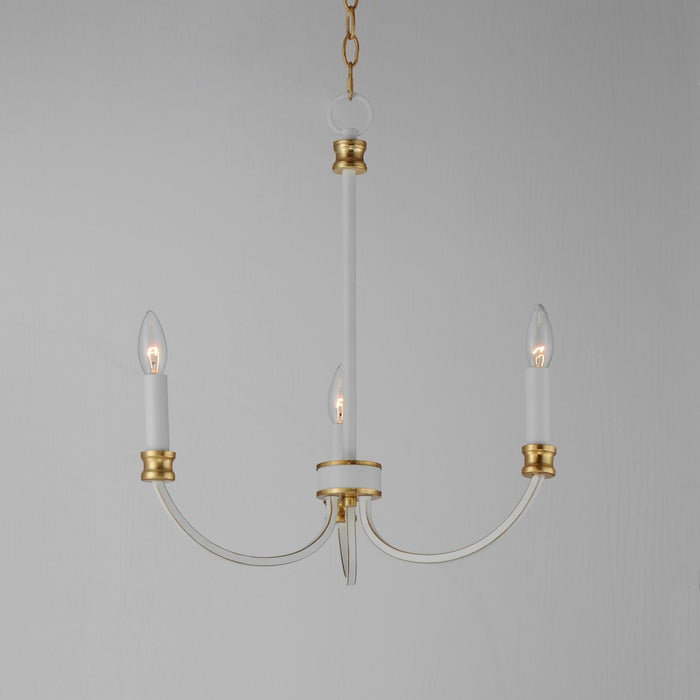 Maxim - 11373WWTGL - Three Light Chandelier - Charlton - Weathered White/Gold Leaf