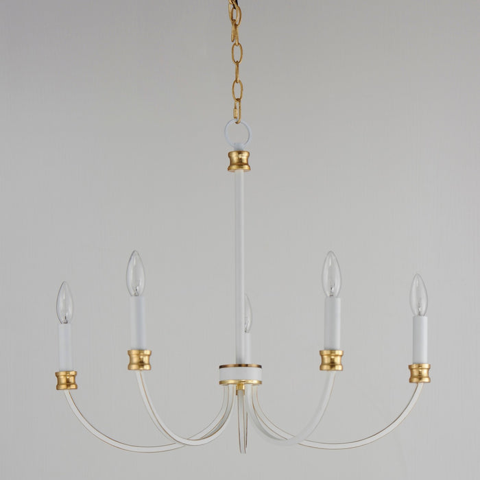 Maxim - 11375WWTGL - Five Light Chandelier - Charlton - Weathered White/Gold Leaf