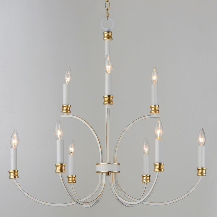 Maxim - 11377WWTGL - Nine Light Chandelier - Charlton - Weathered White/Gold Leaf