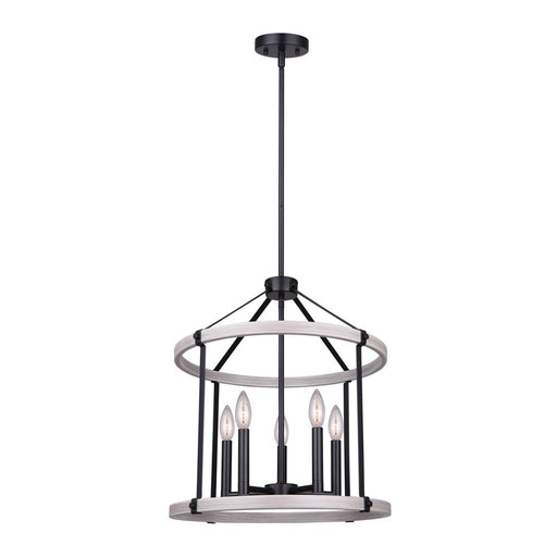 Joelle Five Light Chandelier Matte Black + Brushed Grey