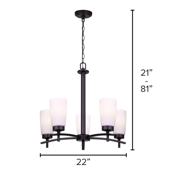 Canarm - ICH326A05BK - Five Light Chandelier - Portia - Matte Black