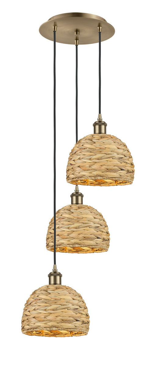 Innovations - 113B-3P-AB-RBD-8-NAT - Three Light Pendant - Downtown Urban - Antique Brass