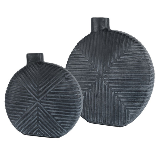 Viewpoint Vases, Set/2 Aged Black