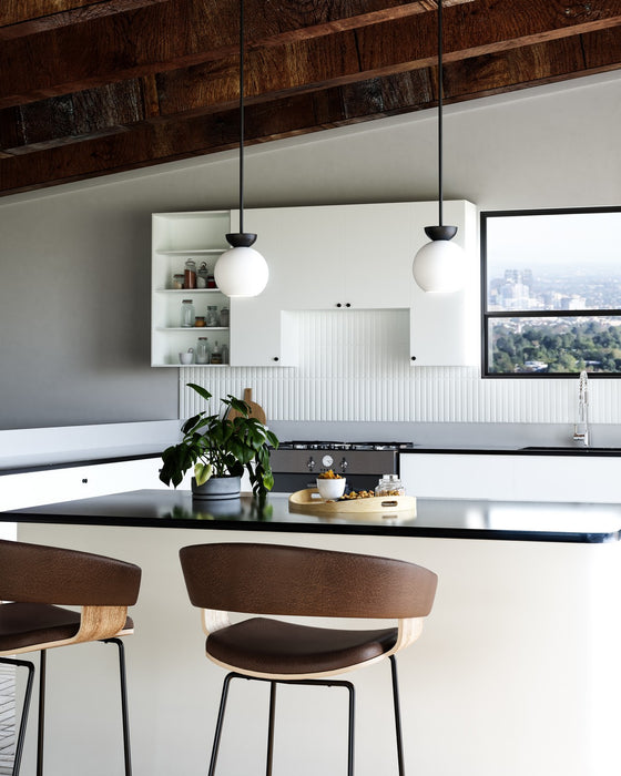 Kuzco Lighting - PD59708-BK/OP - One Light Pendant - Arcadia - Black/Opal Glass