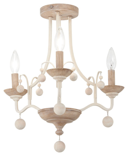Colonial Charm Three Light Semi Flush Mount White Wash