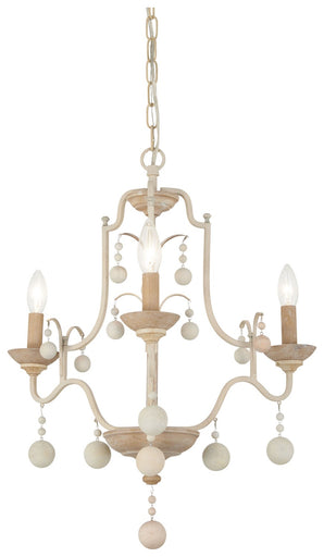 Colonial Charm Three Light Chandelier White Wash