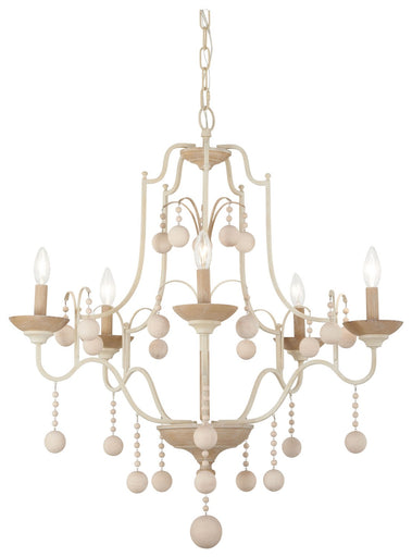Colonial Charm Five Light Chandelier White Wash