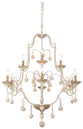 Colonial Charm Nine Light Chandelier White Wash