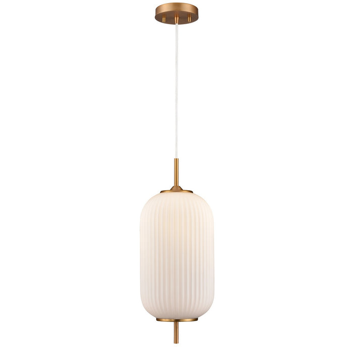 DVI Lighting - DVP40005BR-RIO - One Light Pendant - Mount Pearl - Brass With Ribbed Opal Glass
