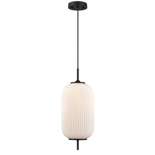 DVI Lighting - DVP40005GR-RIO - One Light Pendant - Mount Pearl - Graphite With Ribbed Opal Glass