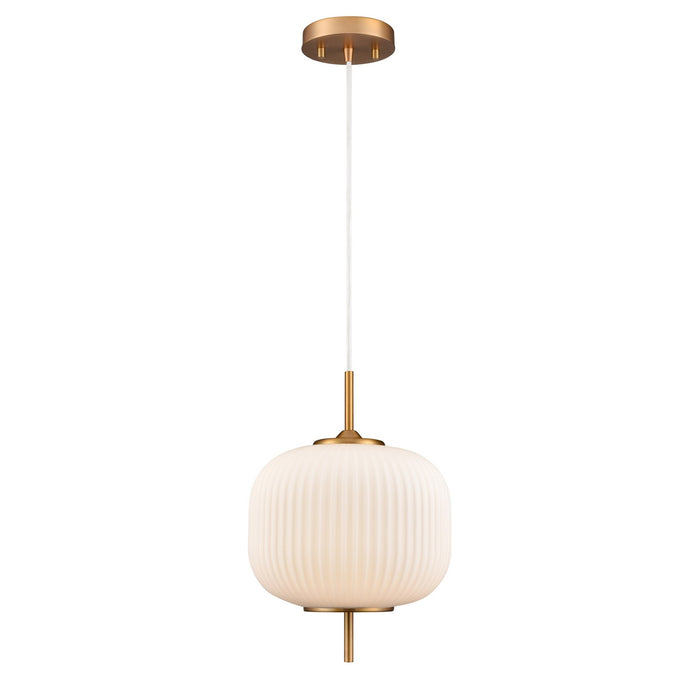 DVI Lighting - DVP40010BR-RIO - One Light Pendant - Mount Pearl - Brass With Ribbed Opal Glass
