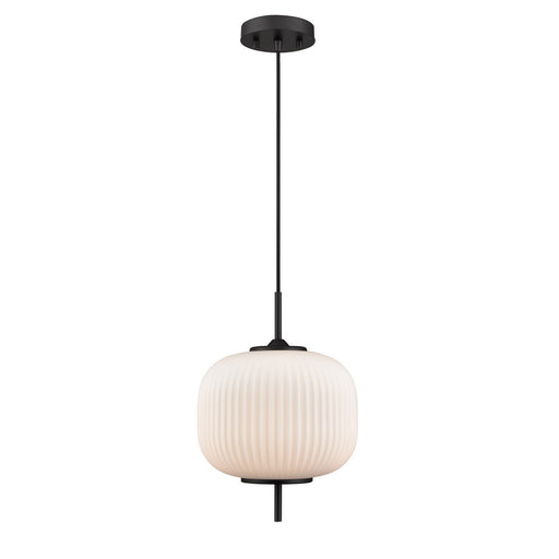 DVI Lighting - DVP40010GR-RIO - One Light Pendant - Mount Pearl - Graphite With Ribbed Opal Glass
