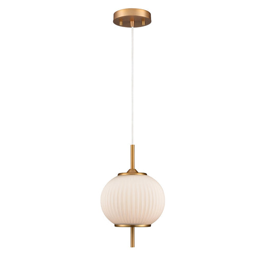 DVI Lighting - DVP40021BR-RIO - One Light Pendant - Mount Pearl - Brass With Ribbed Opal Glass