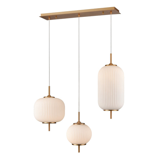 DVI Lighting - DVP40053BR-RIO - Three Light Linear - Mount Pearl - Brass With Ribbed Opal Glass