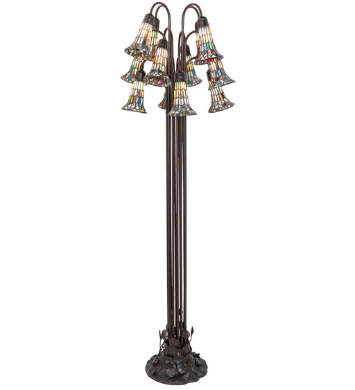 Meyda Tiffany - 10280 - 12 Light Floor Lamp - Stained Glass Pond Lily - Mahogany Bronze