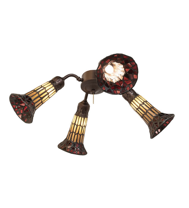 Meyda Tiffany - 261512 - Four Light Fan Light - Stained Glass Pond Lily - Mahogany Bronze